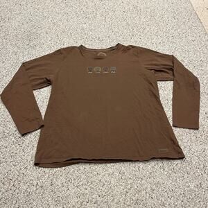 Life is Good Long Sleeve Tee Sz XXL 4 Seasons Tree Casual Brown Cotton